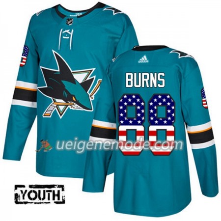 Kinder Eishockey San Jose Sharks Trikot Brent Burns 88 Adidas 2017-2018 Teal USA Flag Fashion Authentic